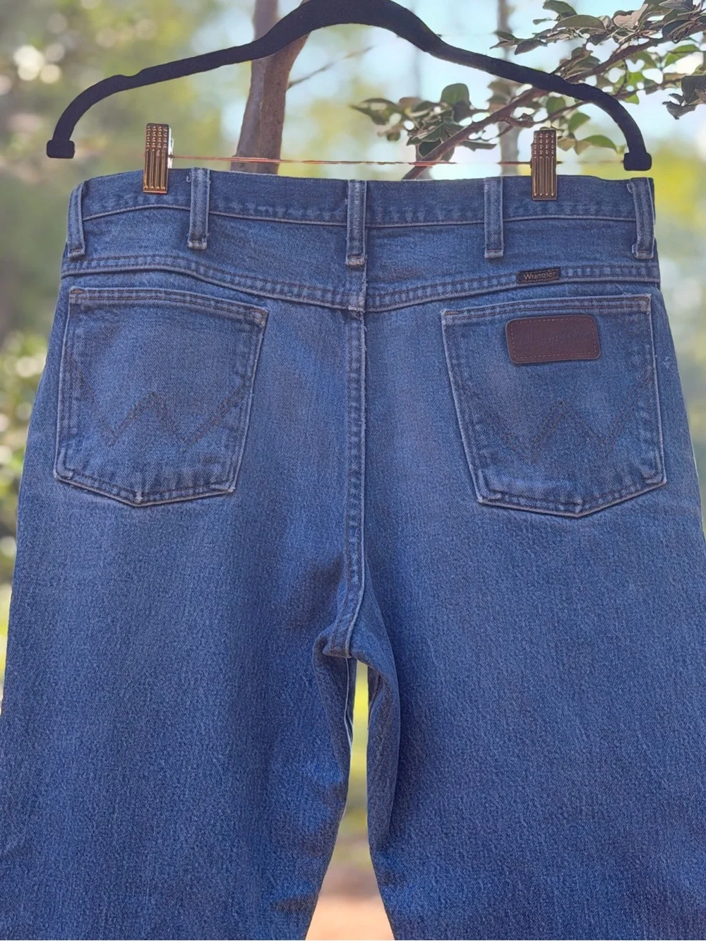 Wrangler Cowboy Cut Regular Boot-Cut Distressed Navy Jeans Size 34